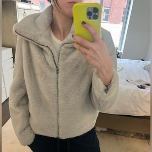 French Connection Faux Fur Jacket – Stone Grey – XS